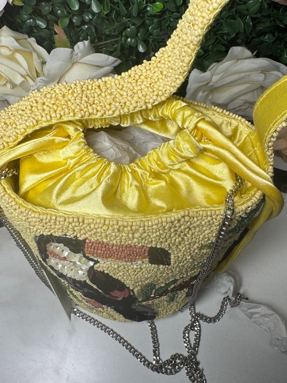 Yellow Beaded Toucan Drawstring Crossbody Bag - Women - Picture 5 of 8